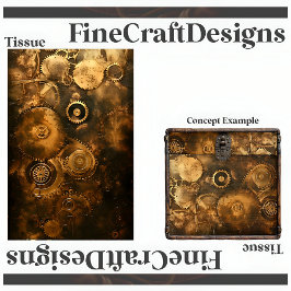 Decoupage Steampunk Tandwielen en Wielen Faux Ink  Tissuepapier