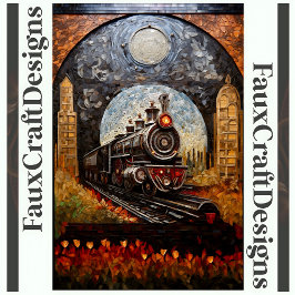 Decoupage Steampunk Trein Locomotief Nep Mozaïek 0 Tissuepapier