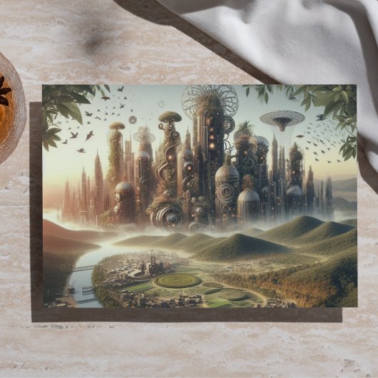 Decoupage Steampunk Tuin Stad Fantasie Stad Tissuepapier
