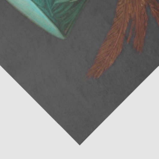 Decoupage Steampunk Uil Blauwgroen & Geveerd Pet Tissuepapier (Detail)