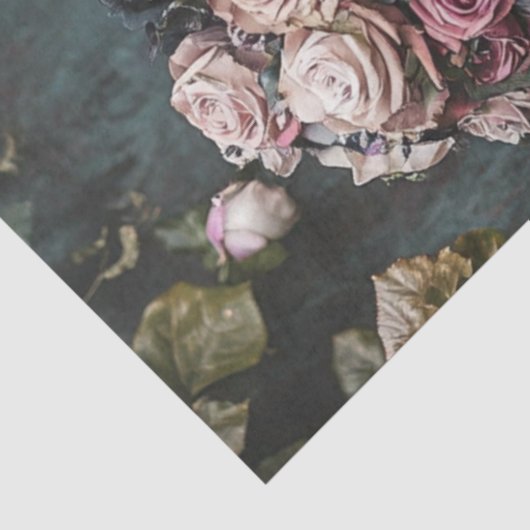 Decoupage Steampunk Valentijn Paar Blauwgroen Zwar Tissuepapier (Detail)