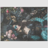 Decoupage Steampunk Valentijn Paar Blauwgroen Zwar Tissuepapier (Voorkant)