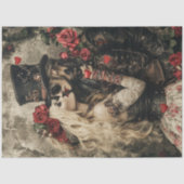 Decoupage Steampunk Valentijn Paar Rood Zwart Tissuepapier (Voorkant)