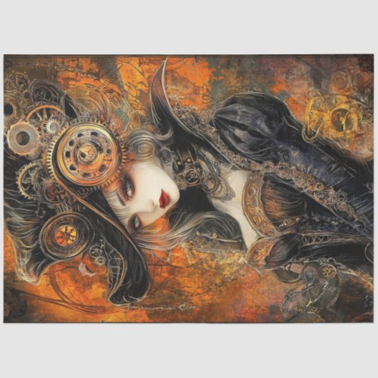 Decoupage Steampunk Victoriaans met Rust Accent Tissuepapier (Voorkant)