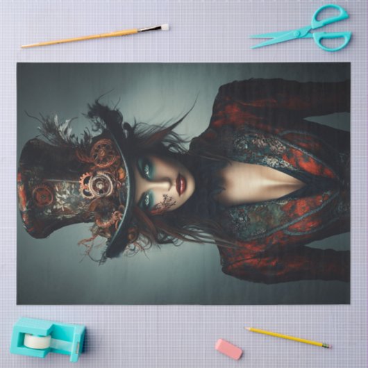 Decoupage Steampunk Victoriaans Mooie Vrouw Tissuepapier (Craft)