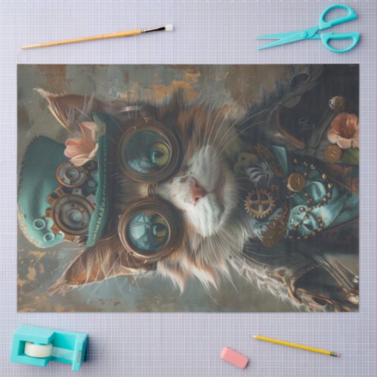 Decoupage Steampunk Victoriaans thema Cat Tissuepapier (Craft)