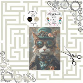 Decoupage Steampunk Victoriaans thema Cat Tissuepapier