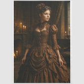Decoupage Steampunk Victoriaanse dame in bruin Tissuepapier