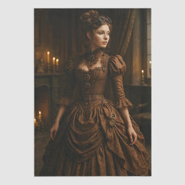 Decoupage Steampunk Victorian Lady in Brown Tissuepapier