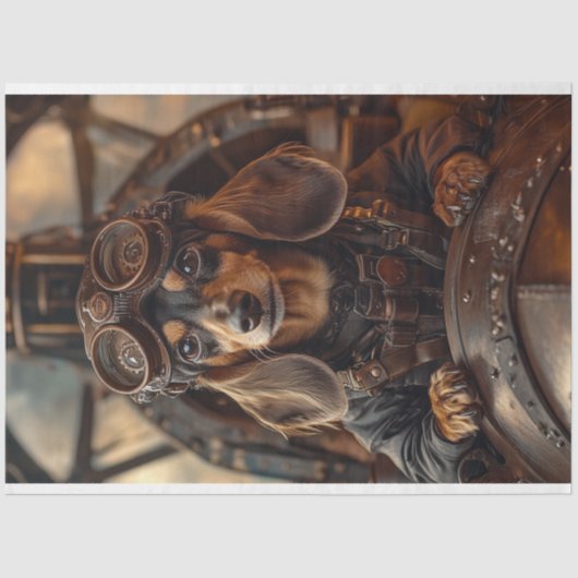 Decoupage Steampunk Vliegende Teckel Tissuepapier (Voorkant)