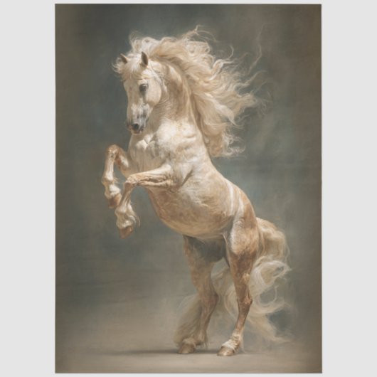 Decoupage Steigerend Palomino Paard Tissuepapier (Voorkant)
