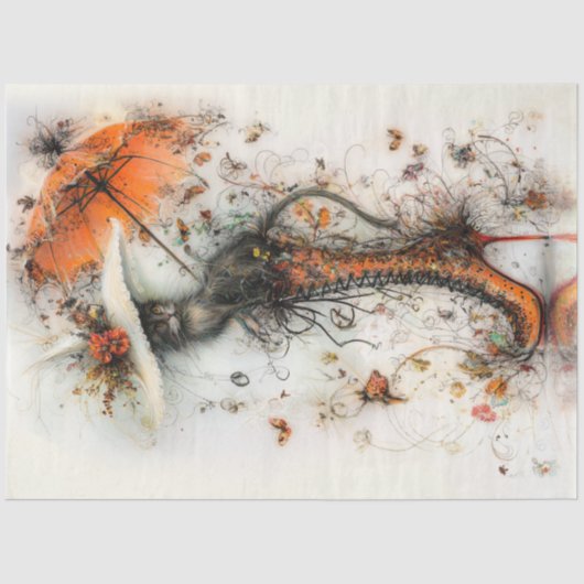 Decoupage Stiletto Whimsy Herfst Feline Flair Tissuepapier (Voorkant)