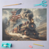 Decoupage  Stoomlocomotief Amerikaanse Vlag Tissuepapier (Craft)