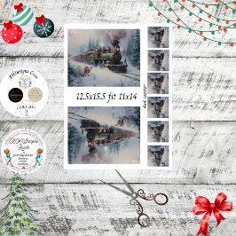Decoupage Stoomlocomotief Kerst Trein Collage Tissuepapier