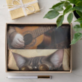 Decoupage - Stoomtech kat met brillen & gitaar - Tissuepapier (Geschenk)