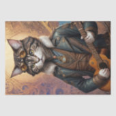 Decoupage - Stoomtech kat met brillen & gitaar - Tissuepapier (Voorkant)
