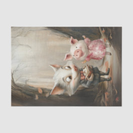 Decoupage Story Book Illustration Wolf & Pig Bosse Tissuepapier