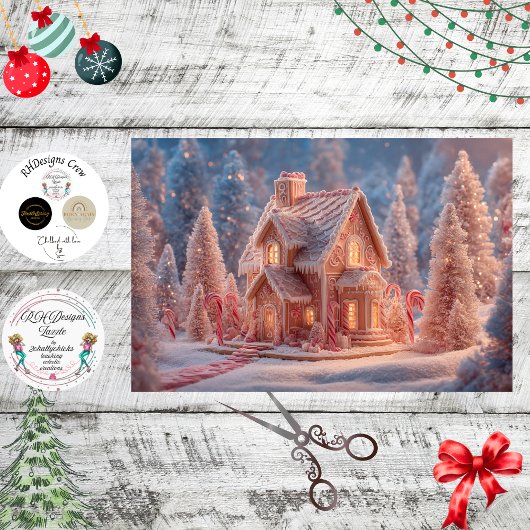 Découpage Suiker Winter Peperkoekhuis Tissuepapier