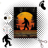 Decoupage Sunset Bigfoot Silhouette Walking  Tissuepapier