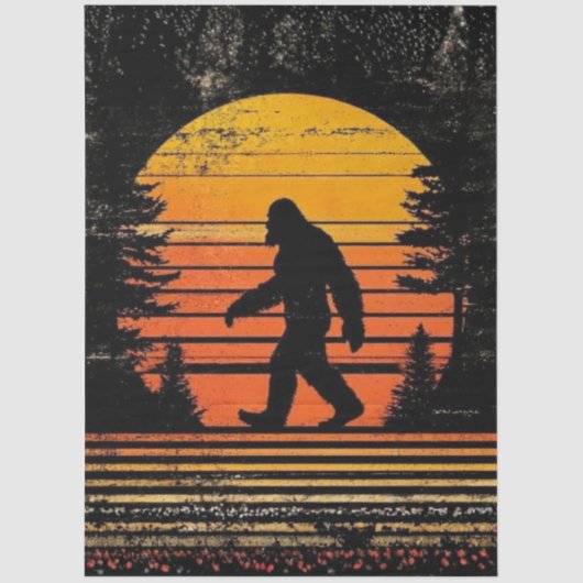 Decoupage Sunset Bigfoot Silhouette Walking Tissuepapier (Voorkant)