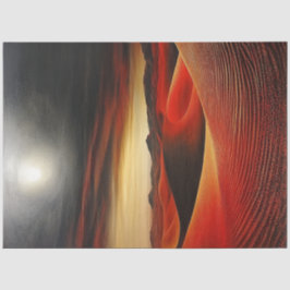 Decoupage Surreal Red Desert Heldere Volle Maan Tissuepapier