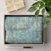 Decoupage Teal Gold Textured Faux Background  Tissuepapier (Geschenk)