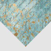 Decoupage Teal Gold Textured Faux Background  Tissuepapier (Detail)