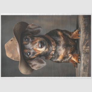 Decoupage Teckel Sheriff Dog op de Range Tissuepapier