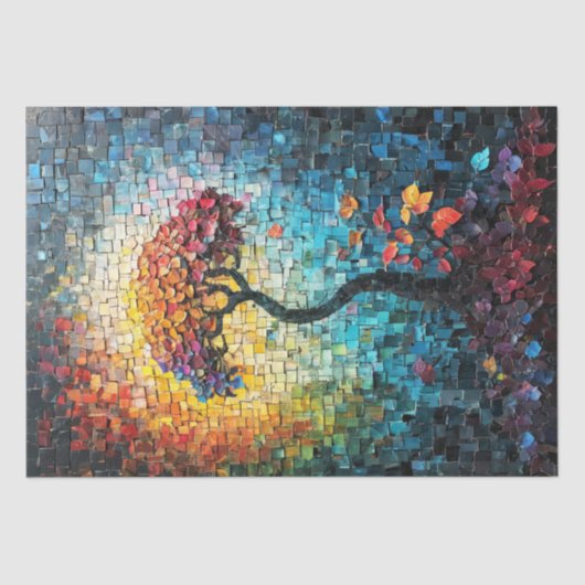 Decoupage - Tegels keramische droomachtige boom - Tissuepapier (Voorkant)