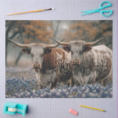 Decoupage Texas Longhorns Field Bluebonnet Flowers Tissuepapier (Craft)