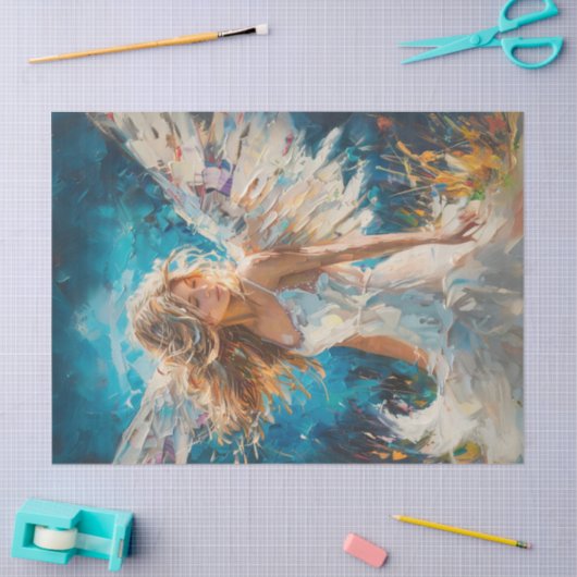 Decoupage Textured Oil Based Angel Painting Tissuepapier (Craft)
