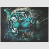 Decoupage Tiger Bold Blauw Groen Blend van Kleur Tissuepapier (Voorkant)