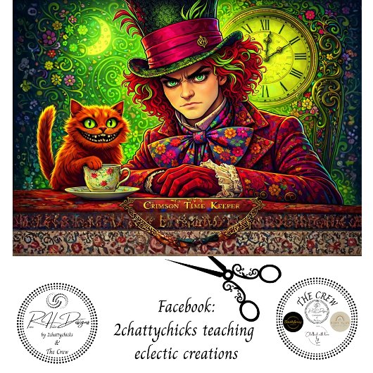 Decoupage Tijdwaarnemer Grinnende Kat Thee Partij Tissuepapier