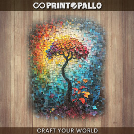 Decoupage - Tiled ceramic dreamlike tree -  Inpakpapier Vel