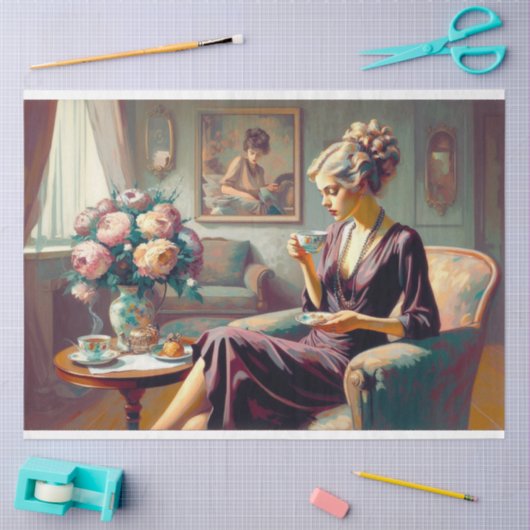 Decoupage Tissue Paper Art Deco Lady Tissuepapier (Craft)