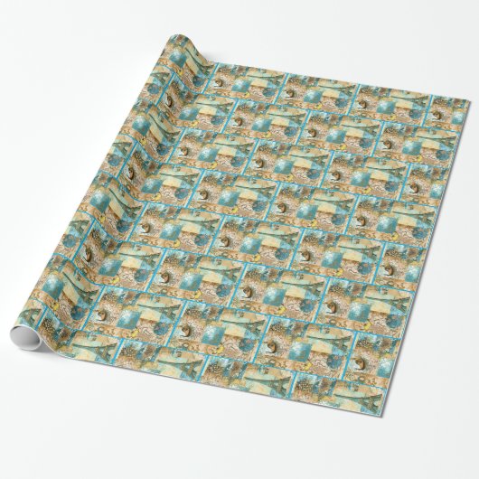 Decoupage Tissue Paper Blue Paris Wrapping Paper Cadeaupapier (Uitgerold)
