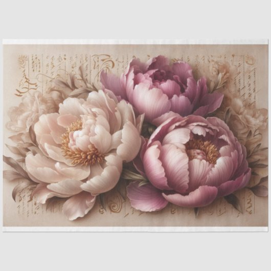 Decoupage Tissue Paper Floral Peony Design Tissuepapier (Voorkant)