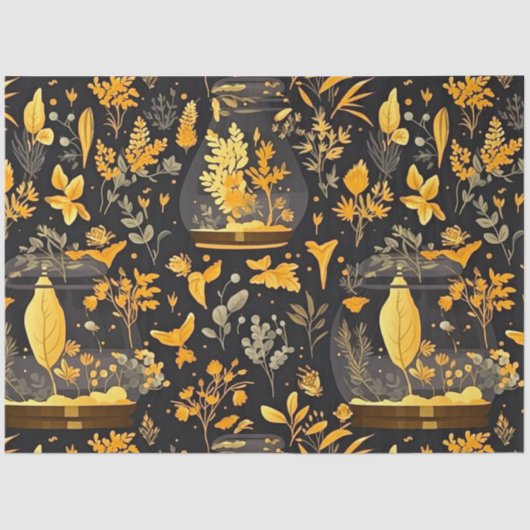 Decoupage Tissue Paper Gold Planten Terrariums Tissuepapier (Voorkant)