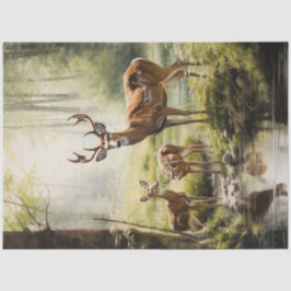 Decoupage Tissue Paper Herten met baby in de bosse Tissuepapier