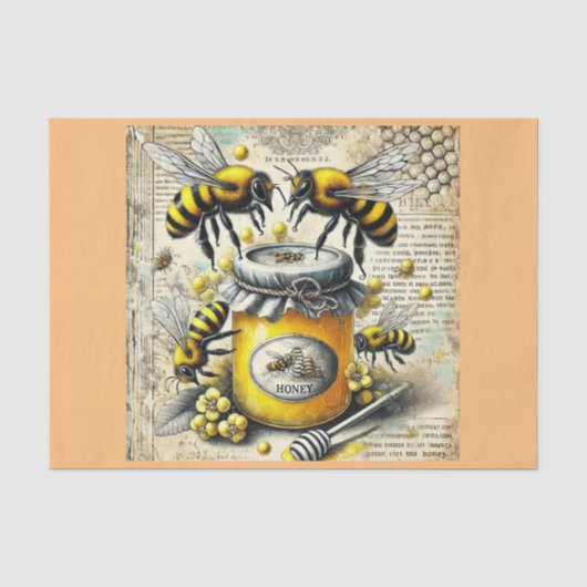 decoupage tissue paper met bijen tissuepapier (Voorkant)