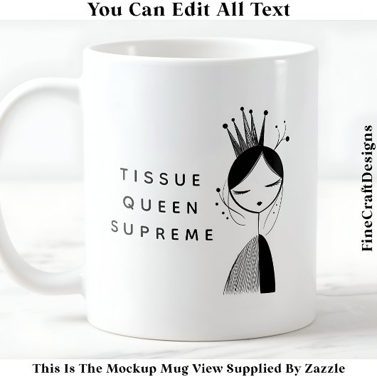 Decoupage Tissue Paper Queen 032 Nieuwigheidspapie Koffiemok