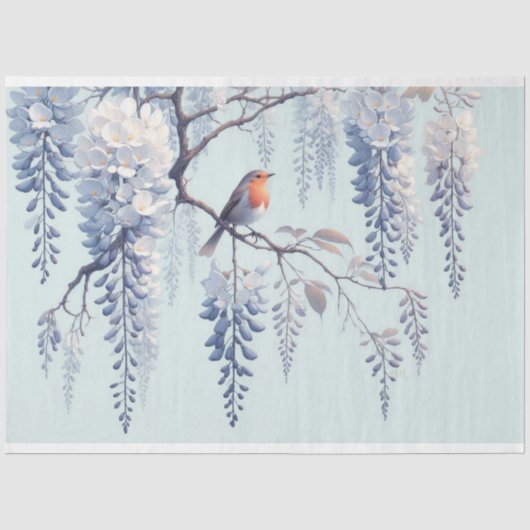 Decoupage Tissue Paper Red Robin op de Wisteria Tissuepapier (Voorkant)