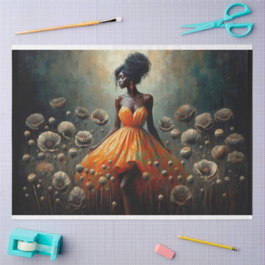 Decoupage Tissue Papier Fluro Sinaasappel Poppies (Craft)