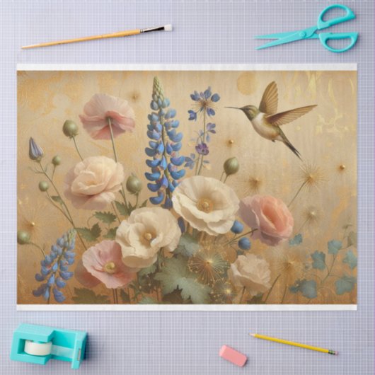 Decoupage tissuepapier Bloemen Humming Vogelontwer (Craft)