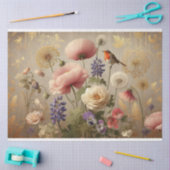 Decoupage tissuepapier Bloemen Rode Robin Bird (Craft)