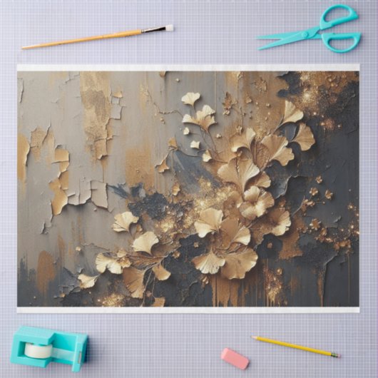 Decoupage tissuepapier Gingko laat flora fauna (Craft)