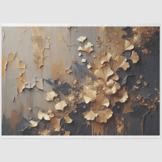 Decoupage tissuepapier Gingko laat flora fauna (Voorkant)