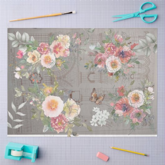 Decoupage tissuepapier gothic bloemontwerp (Craft)