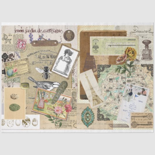Decoupage tissuepapier in collagestijl (Voorkant)