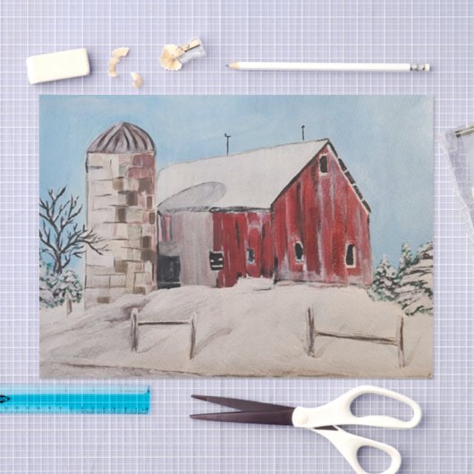 Decoupage tissuepapier, Oude schuur Tissuepapier (Craft)